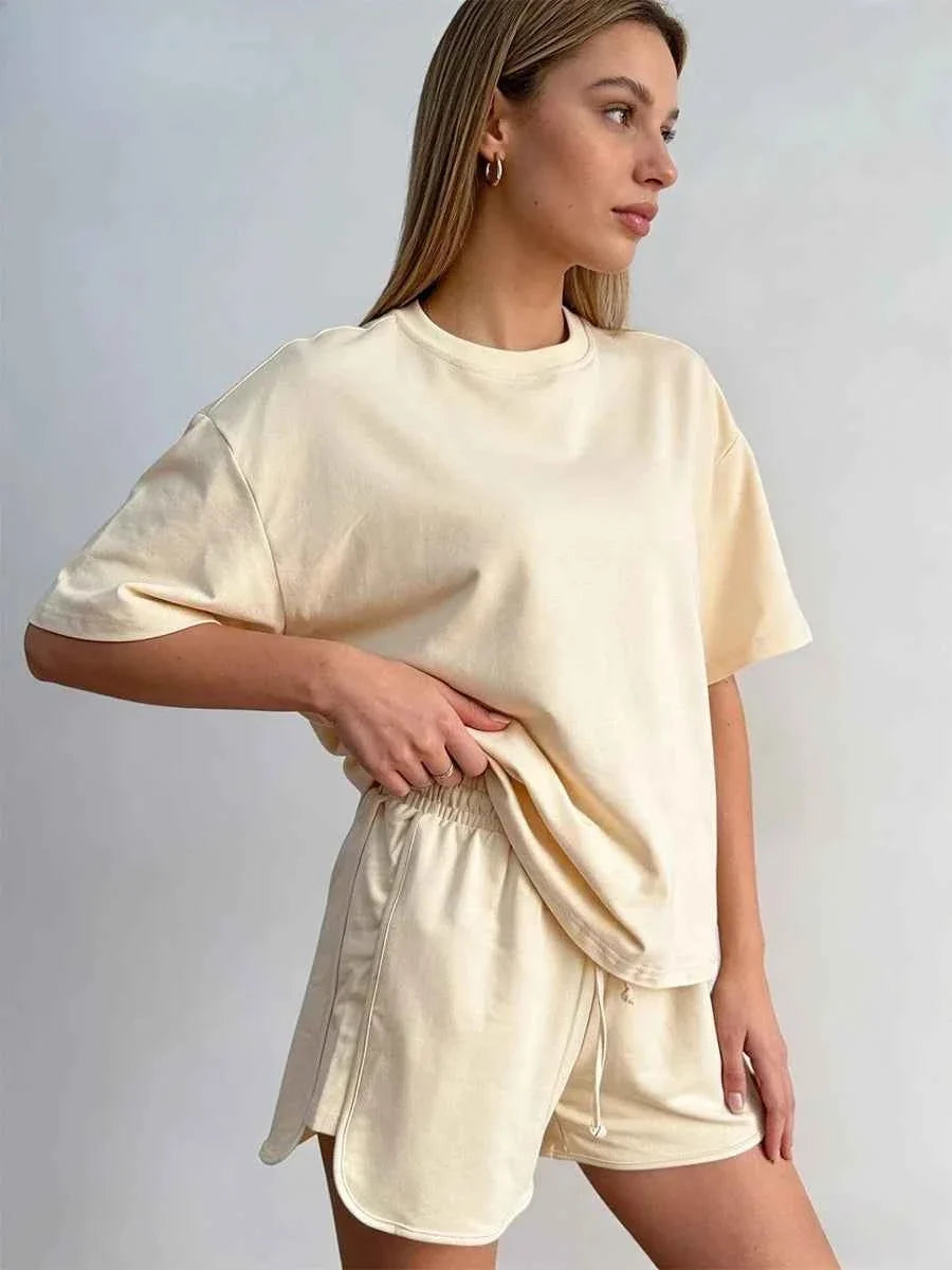 Women's Cotton Two-Piece Short Set Tracksuit