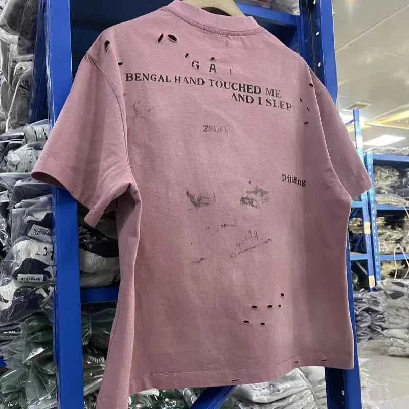 Men's Retro Distressed Letter Print T-Shirt