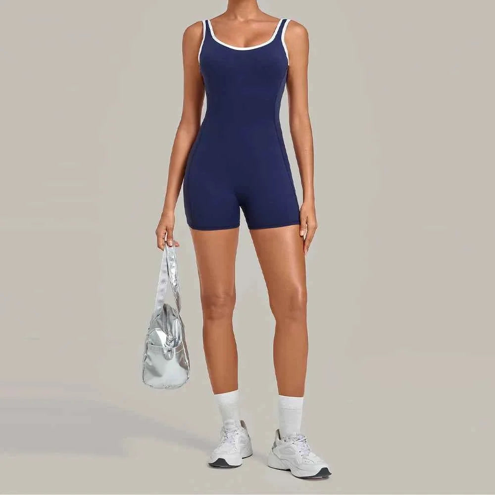 Women's Sleeveless Backless Gym Romper