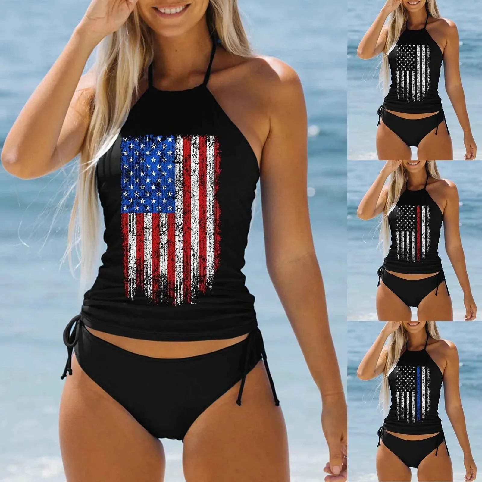 American Flag Print Women's Tankini Swimwear