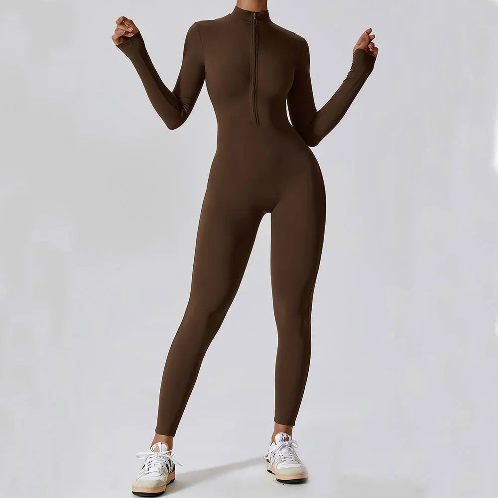 Yoga Jumpsuit Long Sleeved Zipper Rompers