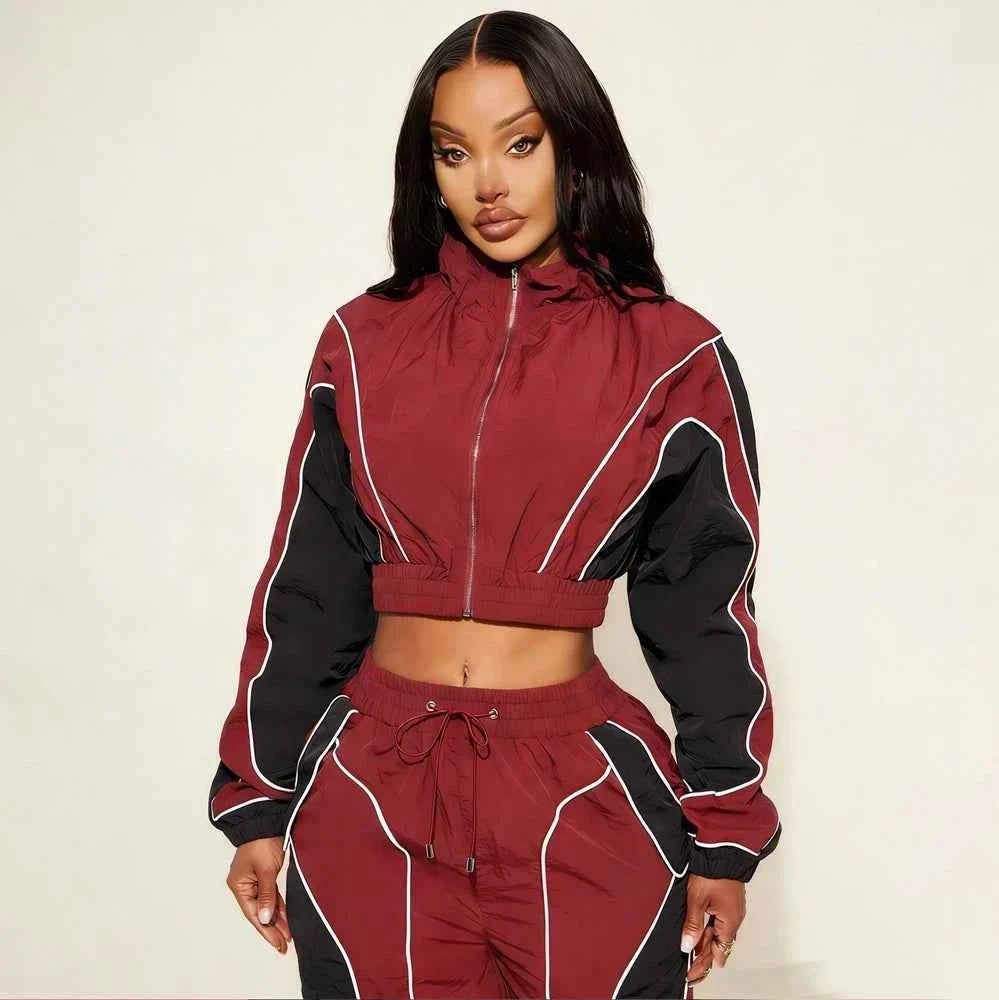 Women's Lightweight Nylon Training Tracksuit Set