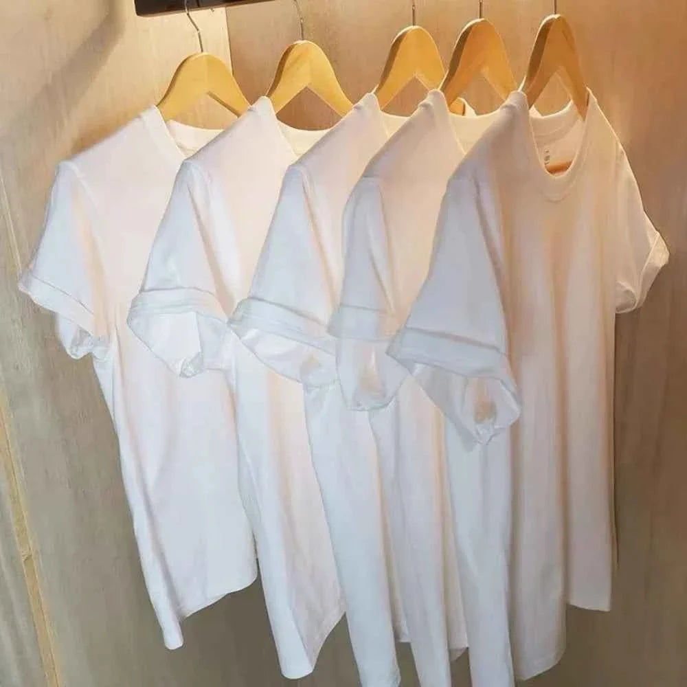 2-Pack Unisex Cotton White Loose Fit T-Shirts