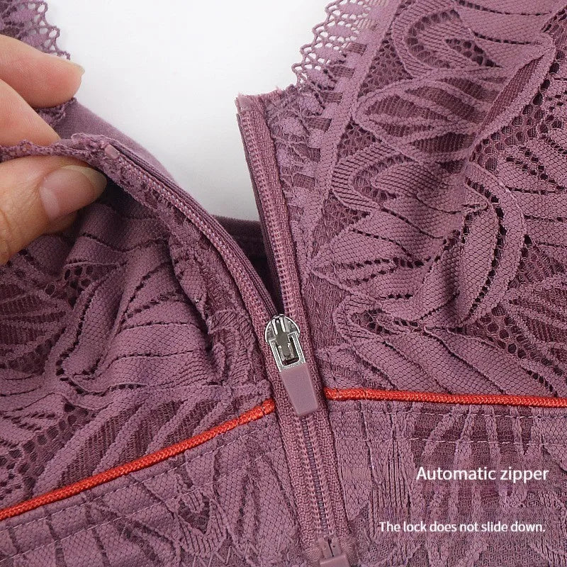 Breathable Lace Front-Zip Sports Bra S-6XL