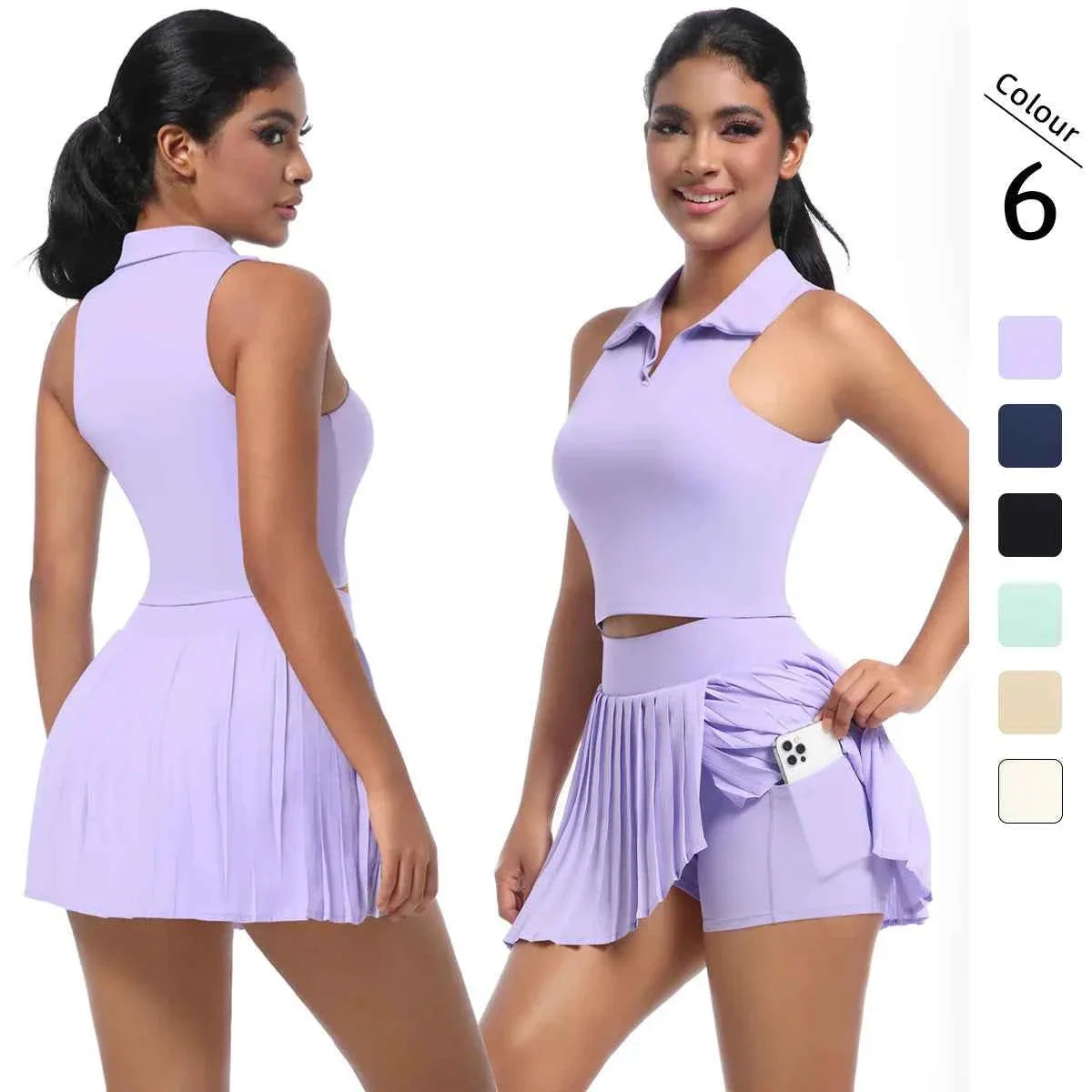 2 PCS Women's Yoga Gym Set Bra & Skirt