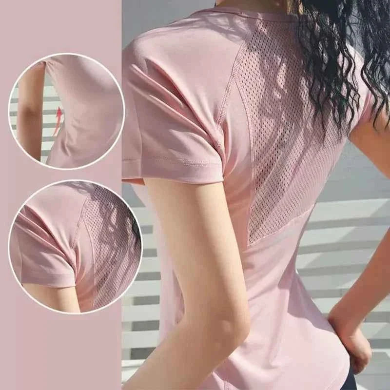 Women's Quick-Dry Mesh Yoga T-Shirt