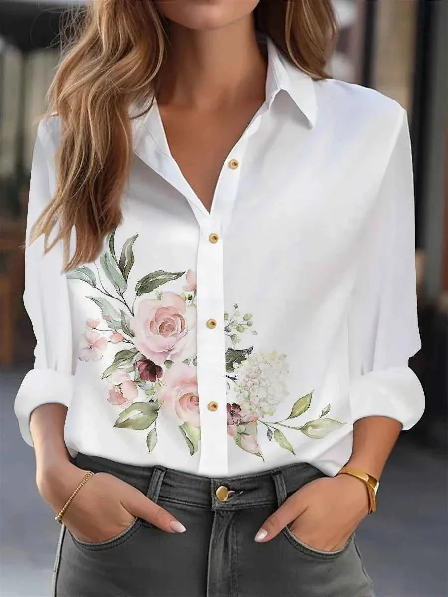 Elegant Loose Printed Blouse for Women