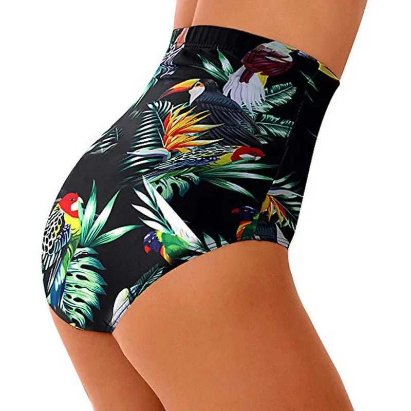 Floral High-Waist Bikini Shorts - Plus Size Swimwear