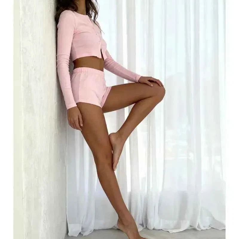 Women's Casual Cardigan & Shorts Set