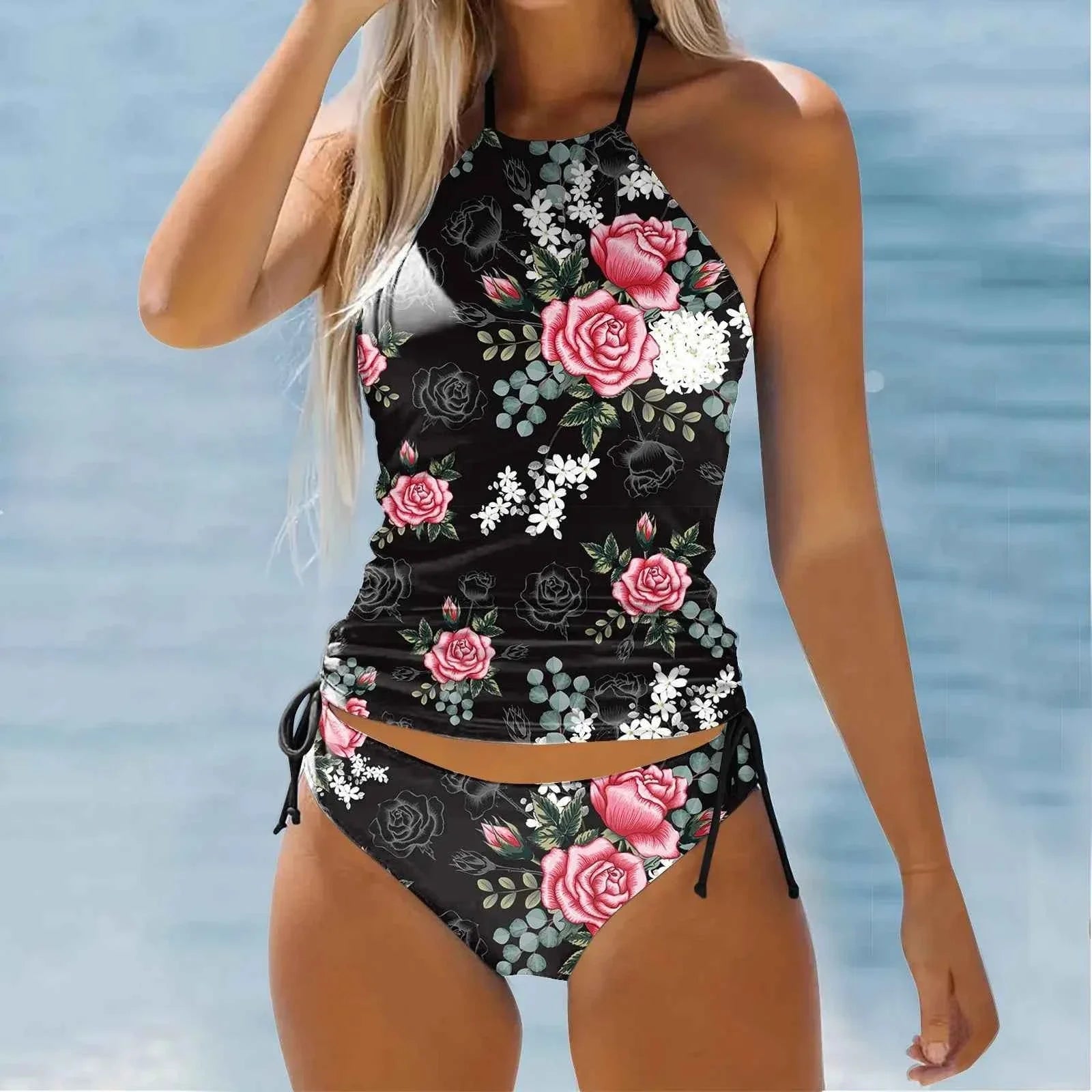 Women’s Floral Tankini Set with Boyshorts