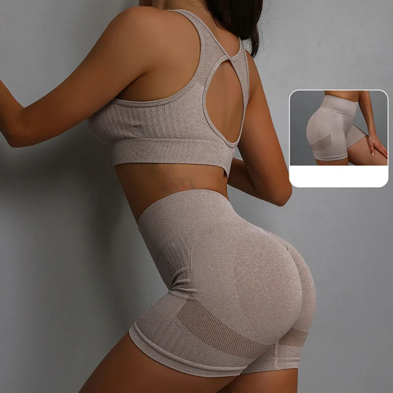 Yoga Women's Fitness Suit Shorts Workout Set