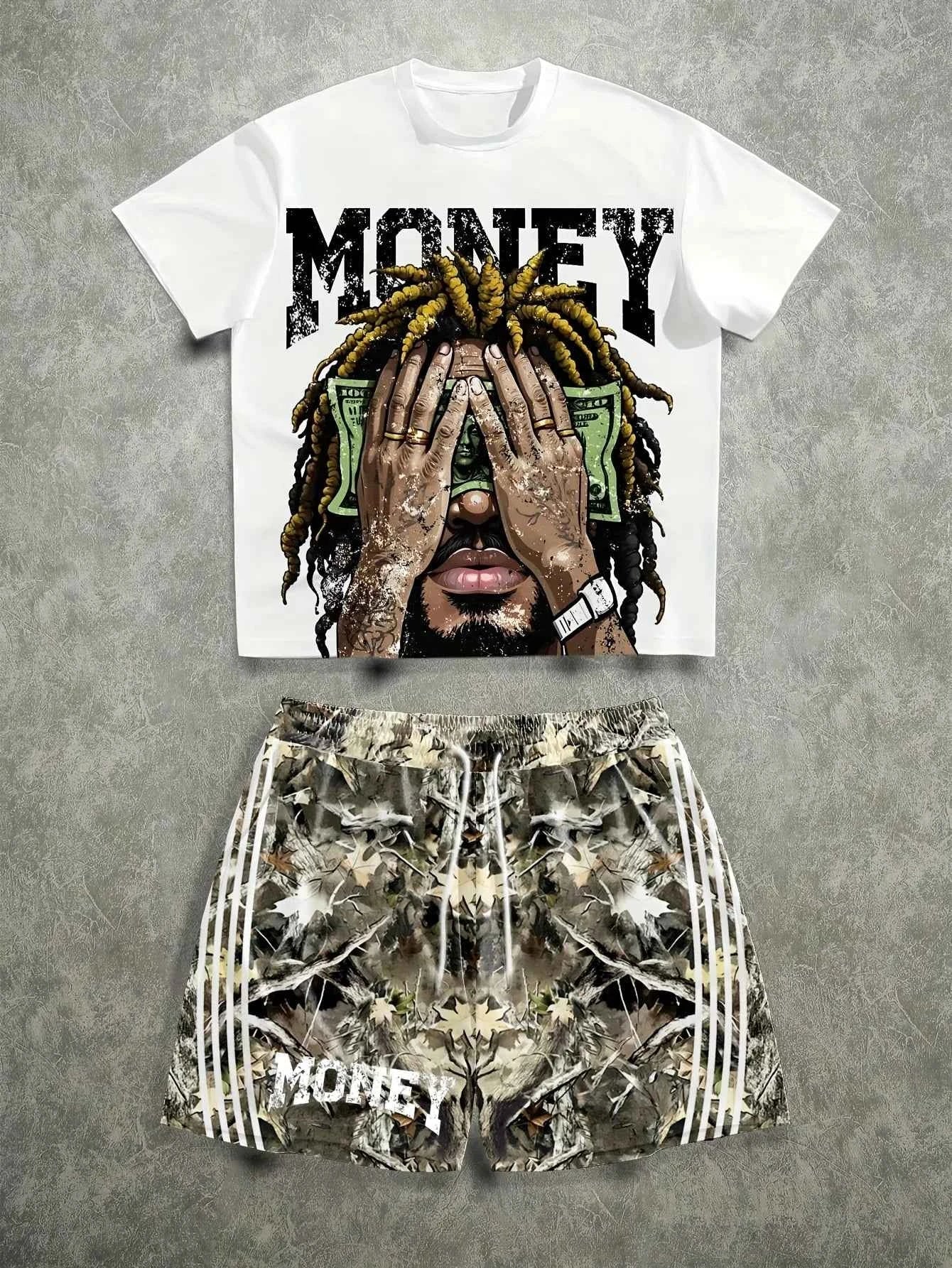 Men's 3D Print Summer Short-Sleeve Set