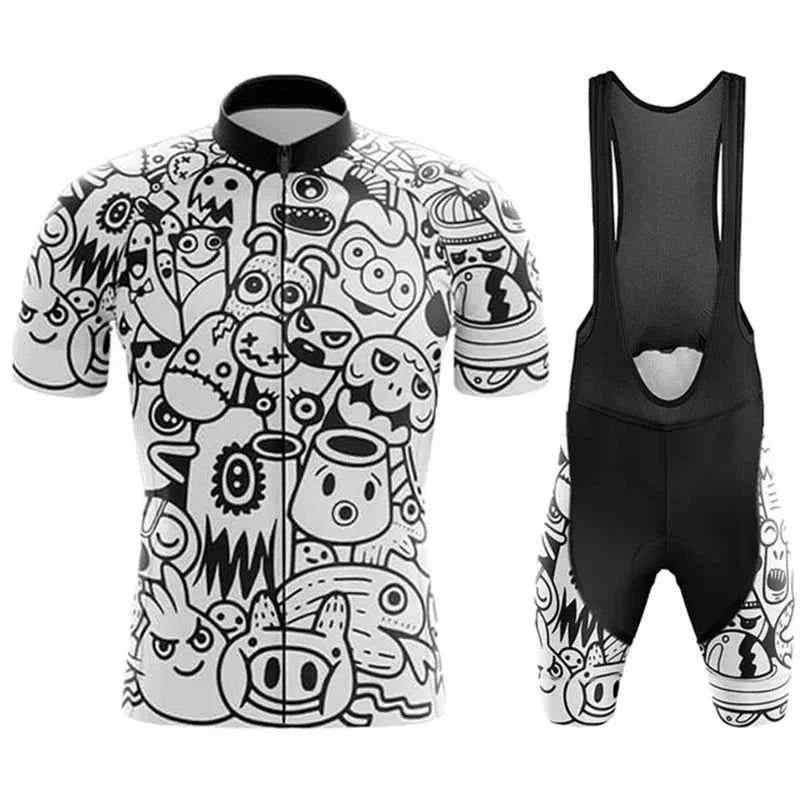 Men's Cartoon Team Cycling Jersey & Bib Set