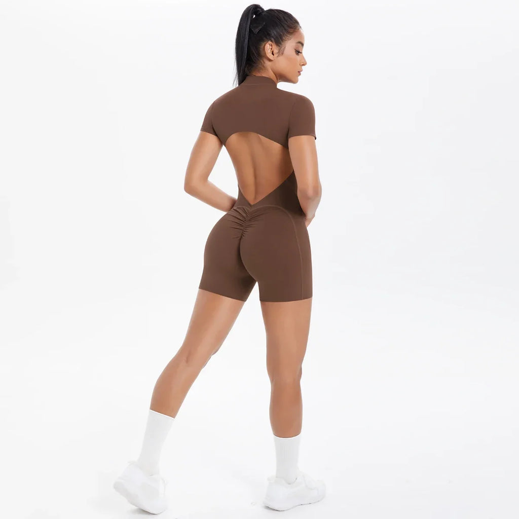 FlexiFit Backless Zip Jumpsuit - Women's Yoga Wear
