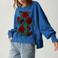 BlossomBlue Y2K Oversized Floral Sweatshirt