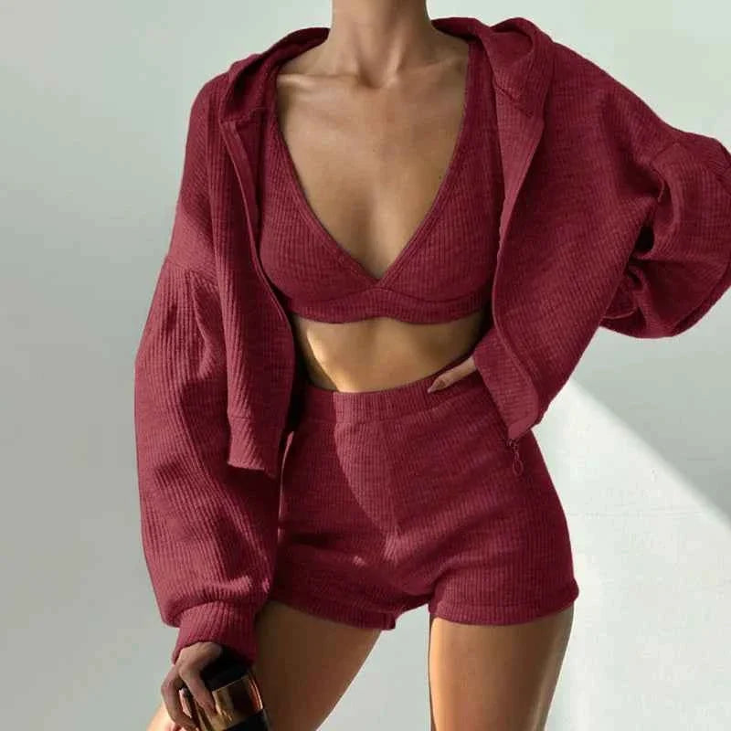 Solid Sport 3-Piece Women's Tracksuit Set