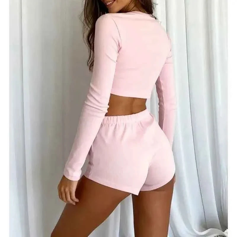 Women's Casual Cardigan & Shorts Set
