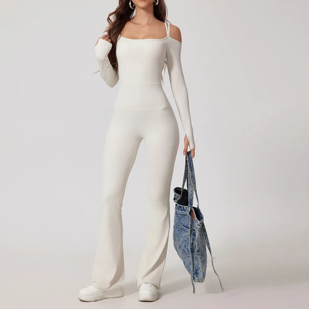 Yoga Jumpsuit Women's Sports Overalls Flared Trousers