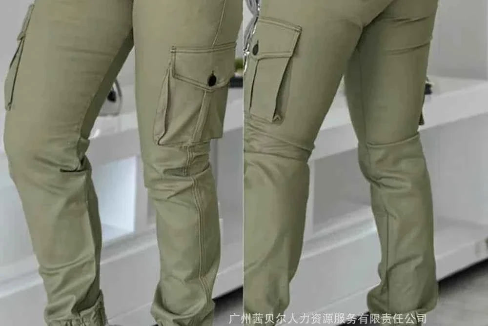 Women's High Waist Slim Cargo Pants