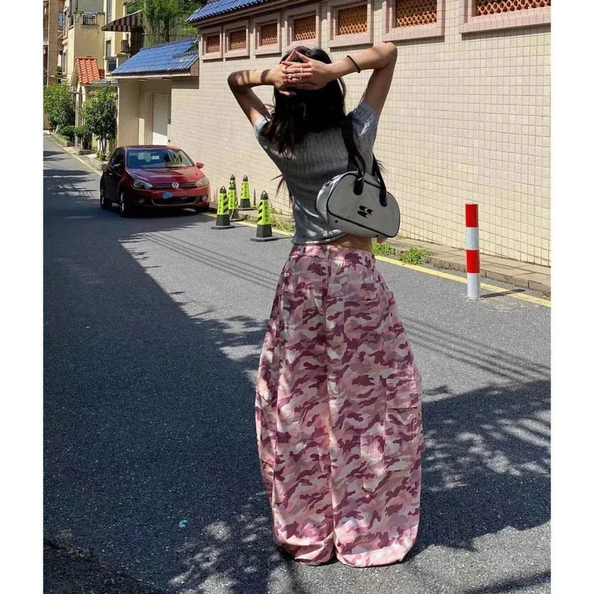 Y2K Pink Camo Wide Leg Street Pants