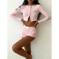 Women's Casual Cardigan & Shorts Set
