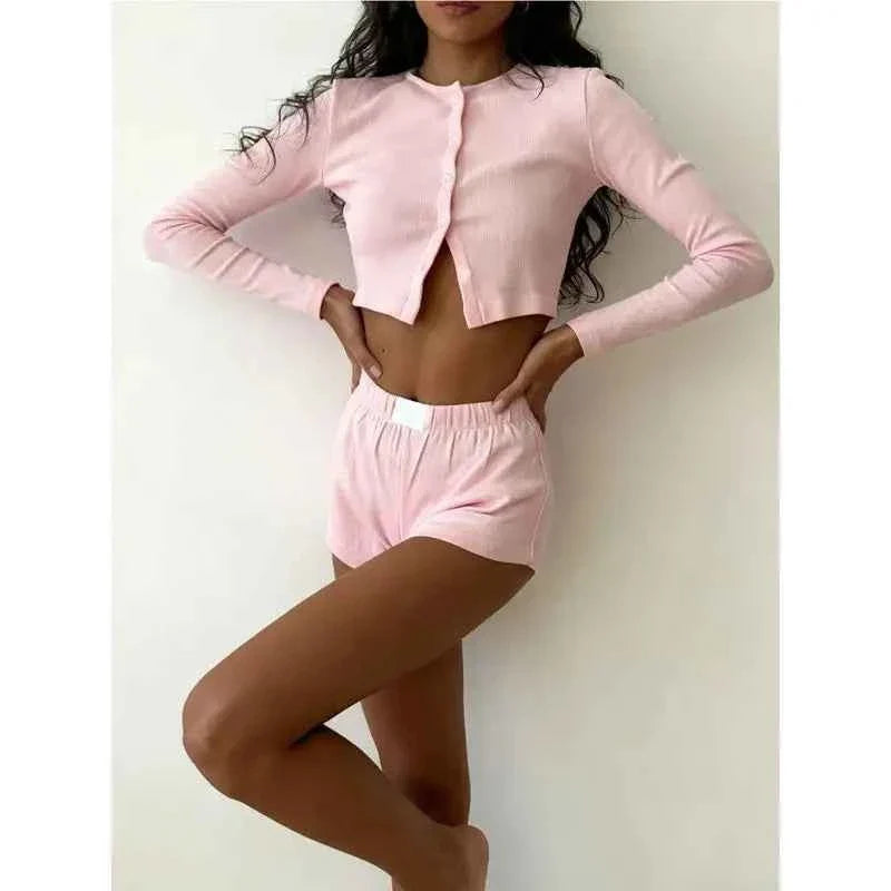 Women's Casual Cardigan & Shorts Set