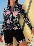 Long Sleeve Zipper Surfing Swimsuit Set