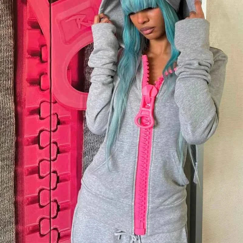 Streetwear Unisex Retro Zip-Up Hoodie