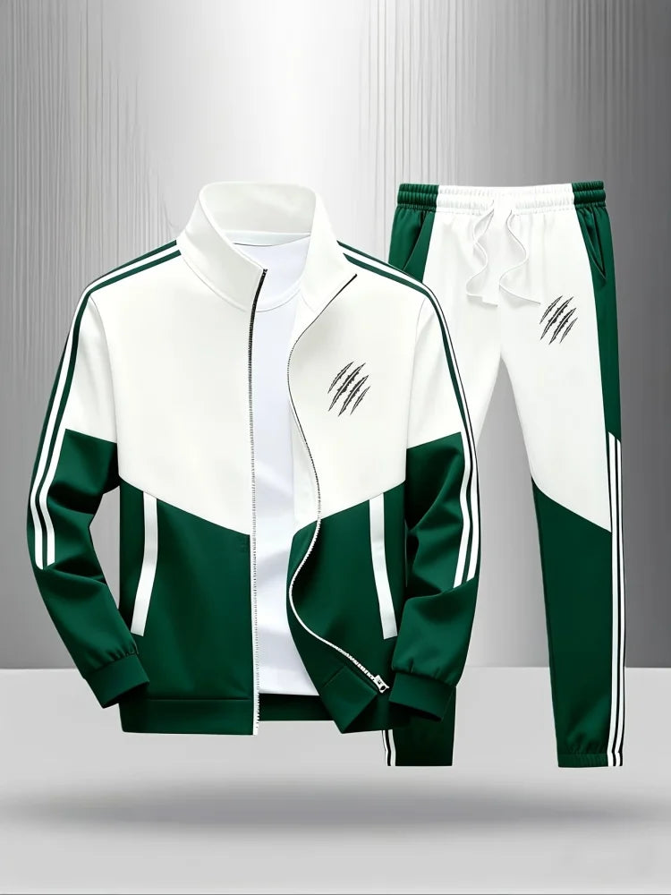 Men's Colorblock Tracksuit 2-Piece Set