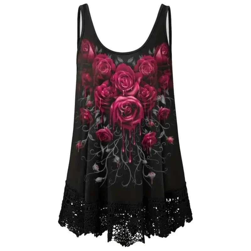 Plus Size Women's Lace Patchwork Sleeveless Vest