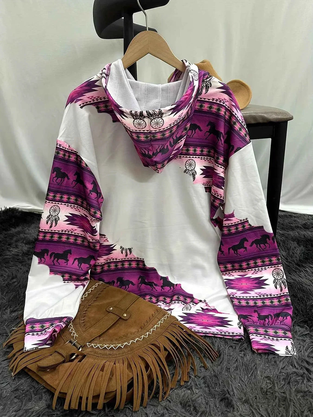 Women's Ethnic Style Retro Print Hoodie