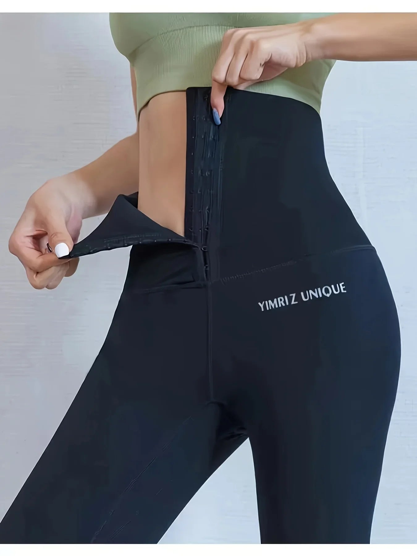Women's High Waist Button Closure Yoga Leggings
