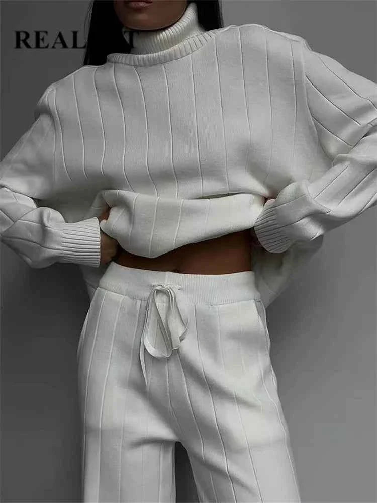 Autumn Winter Knitted Women's Tracksuit Set