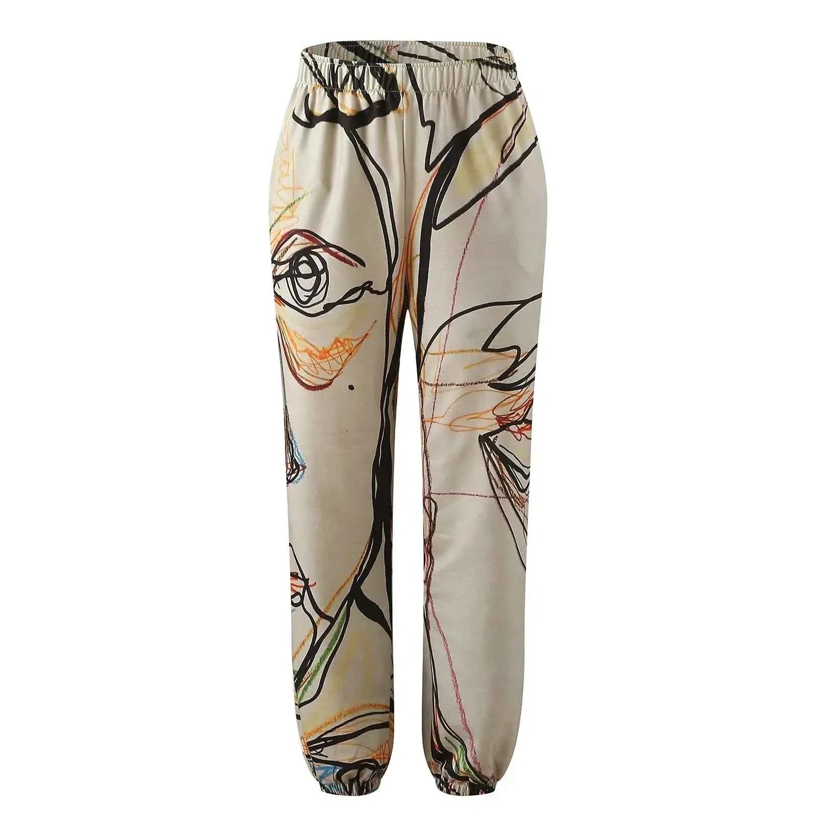 Graffiti Face Art Print Harem Pants with Pockets