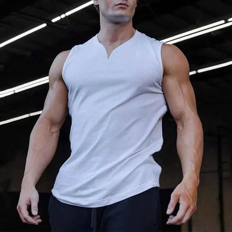 Cotton V-neck Gym Tank Top for Men