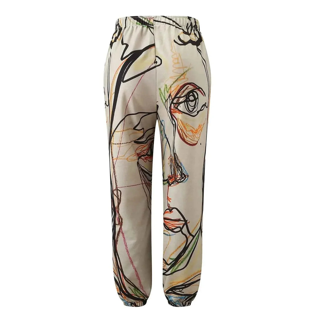 Graffiti Face Art Print Harem Pants with Pockets