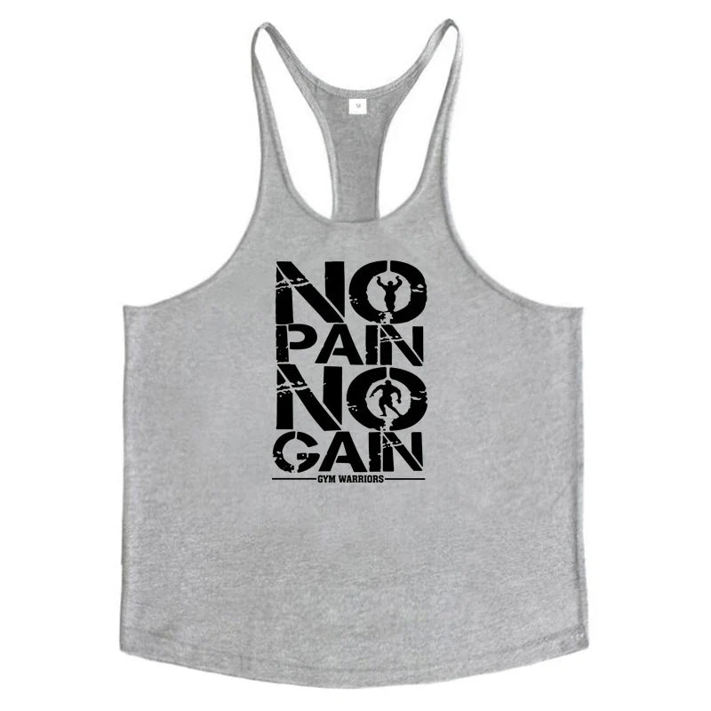 NO PAIN NO GAIN Gym Stringer Tank Top Men