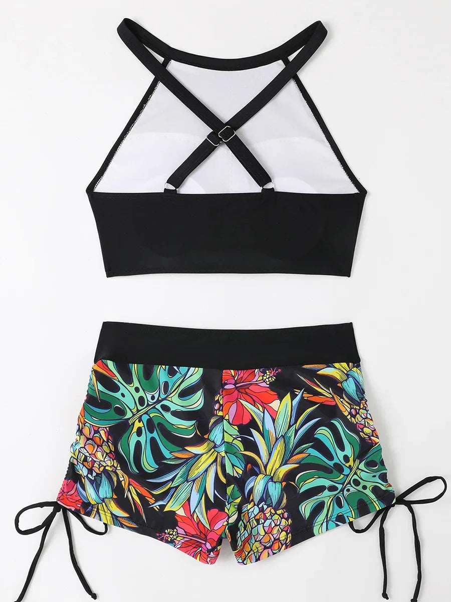 High Waist Women's Drawstring Bikini Swimsuit