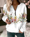 Floral Oversized Zip-Up Hoodie for Women