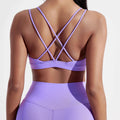 Solid Color Cross Fitness Bra with Chest Pad