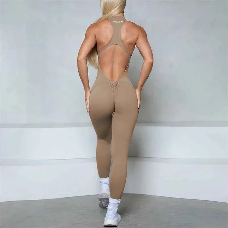 Women’s Sleeveless Zipper Jumpsuit Gym Wear