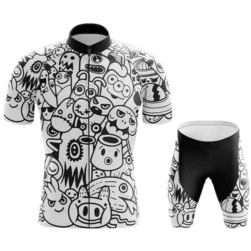 Men's Cartoon Team Cycling Jersey & Bib Set