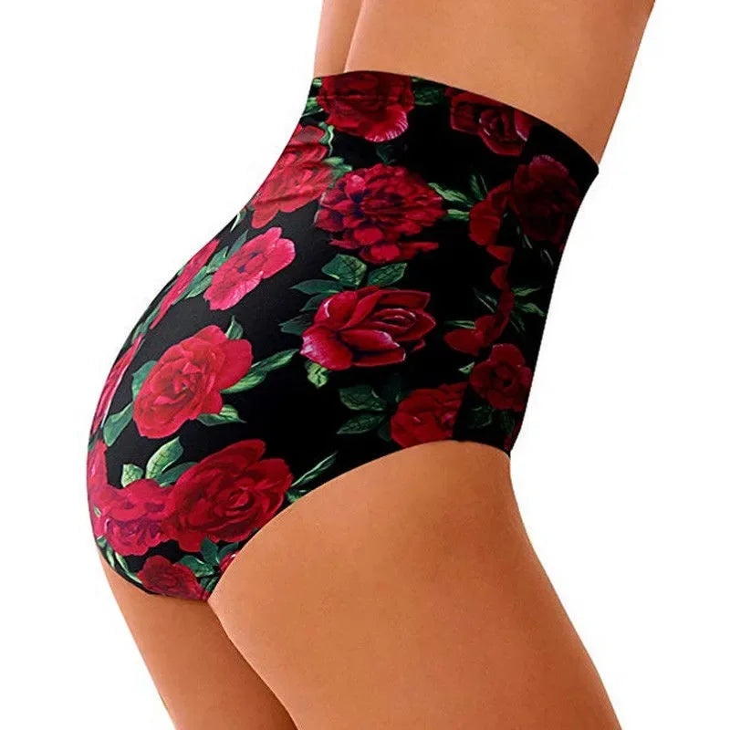 Floral High-Waist Bikini Shorts - Plus Size Swimwear