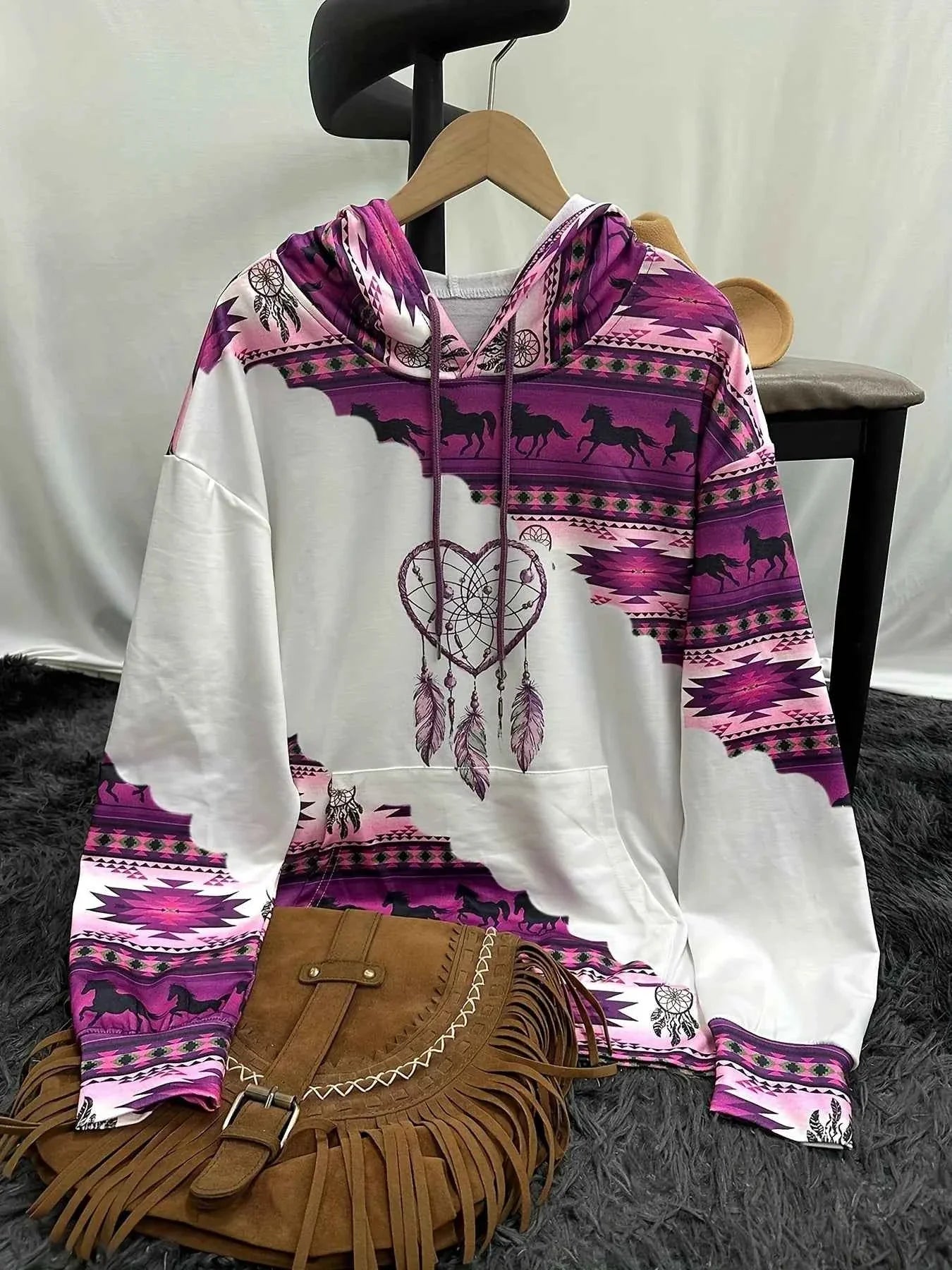 Women's Ethnic Style Retro Print Hoodie