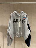 Patchwork Army Vintage Damaged Hoodie