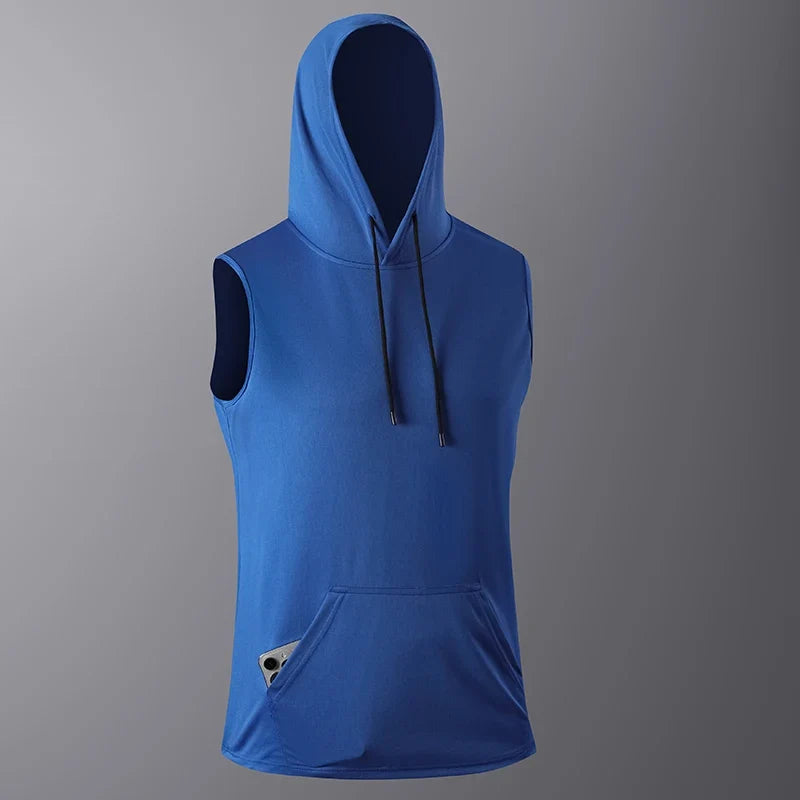 Men's Quick-Dry Gym Hoodie T-Shirt Black