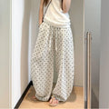 Women’s Linen Polka Dot Wide-Leg Pants