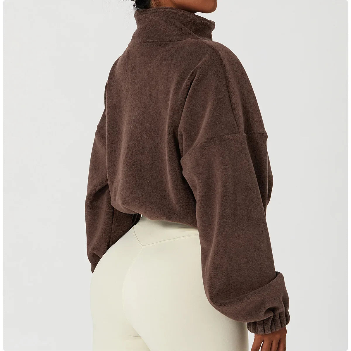 PolarFleece Women's Zip Hoodie - Cozy Crop Top