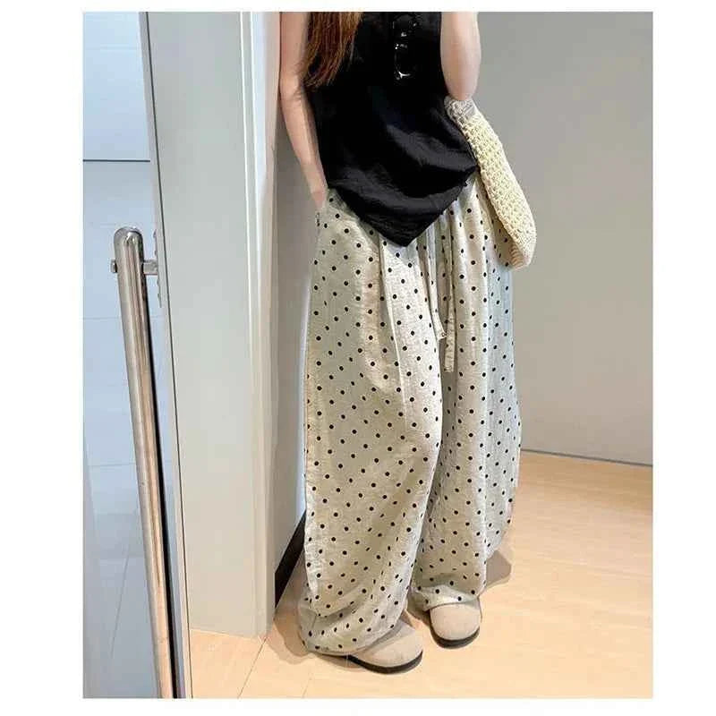 Women’s Linen Polka Dot Wide-Leg Pants