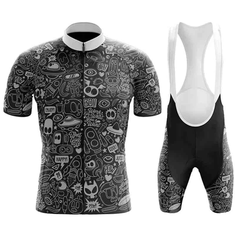 Men's Cartoon Team Cycling Jersey & Bib Set